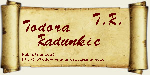 Todora Radunkić vizit kartica